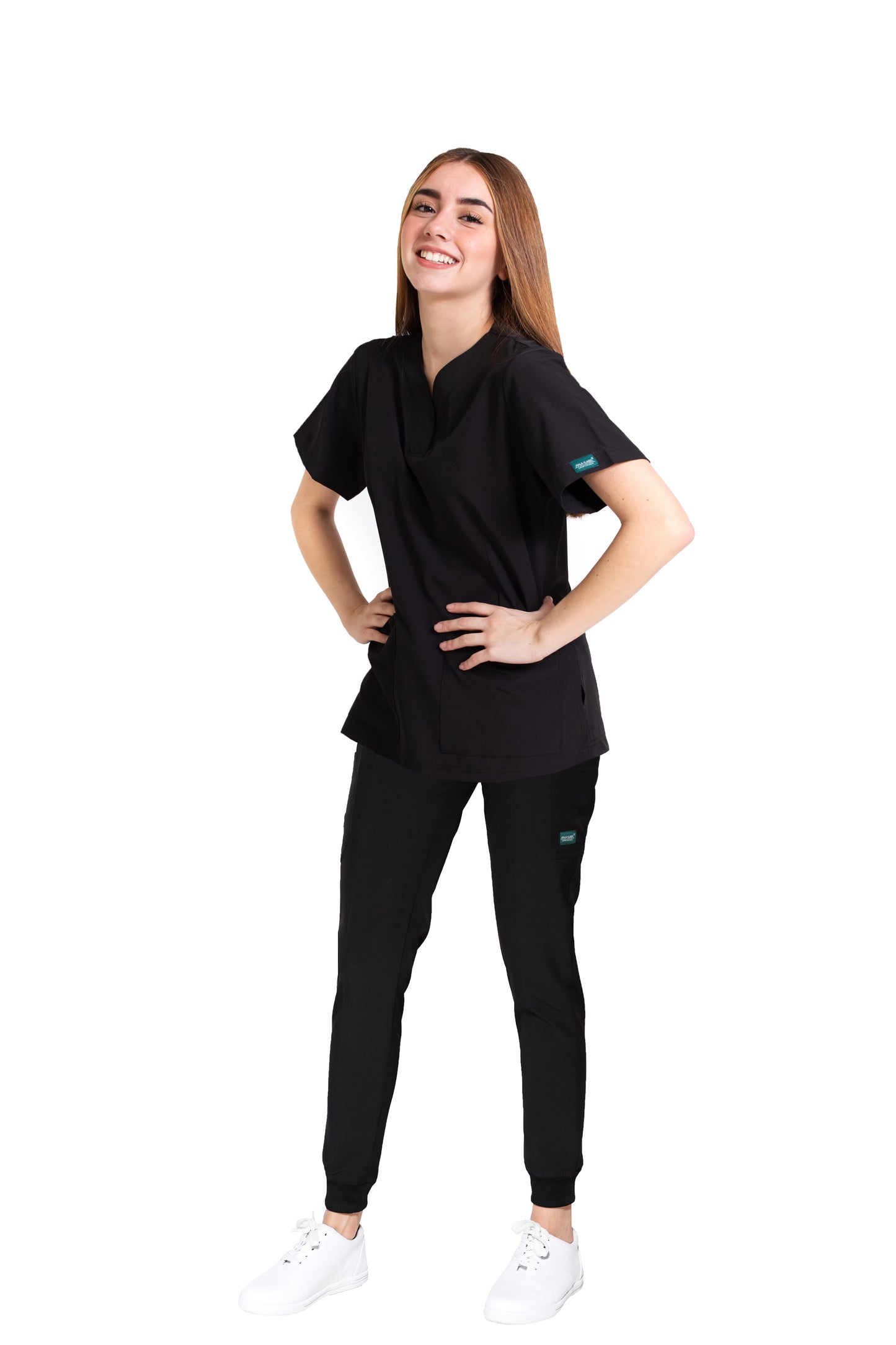 Conjunto SET Filipina y Pantalón JOGGER EV-03 Nani REPELENTE A FLUIDOS-Color NEGRO Dama-Ana Isabel Uniformes
