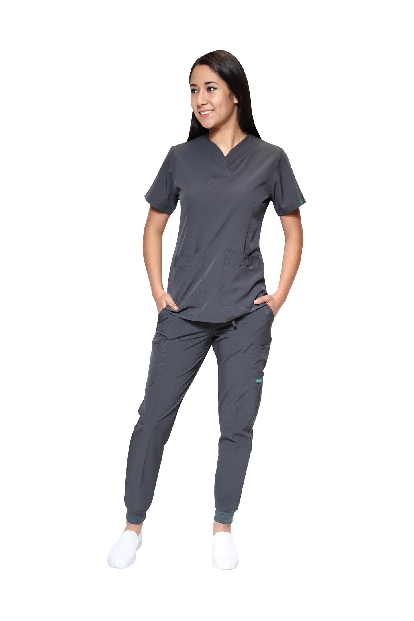 Conjunto SET Filipina y Pantalón JOGGER EV-03 Nani REPELENTE A FLUIDOS-Color PEWTER Dama-Ana Isabel Uniformes