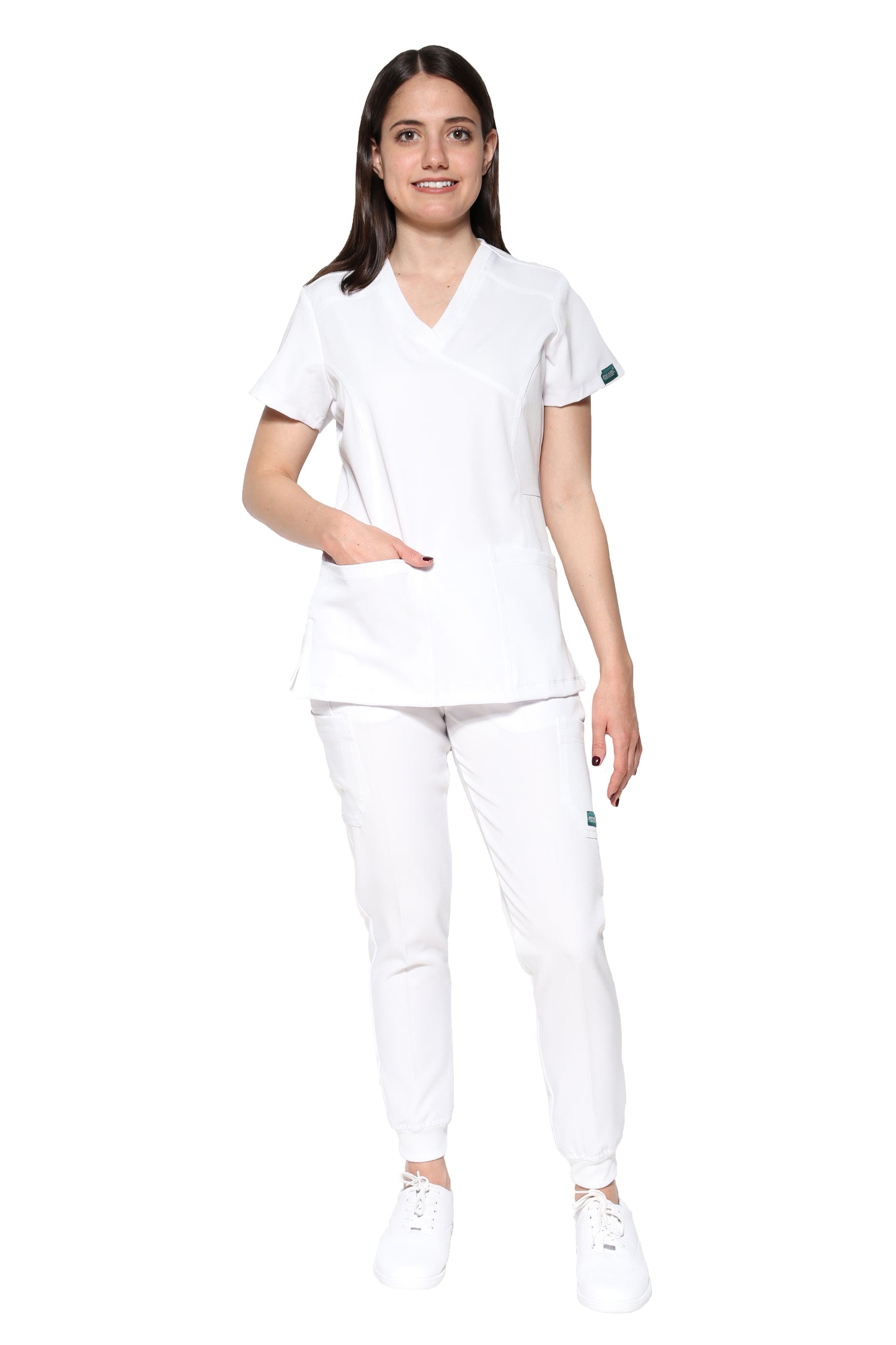 Conjunto SET Filipina y Pantalón JOGGER EV-04 Tatita REPELENTE A FLUIDOS-Color BLANCO Dama-Ana Isabel Uniformes