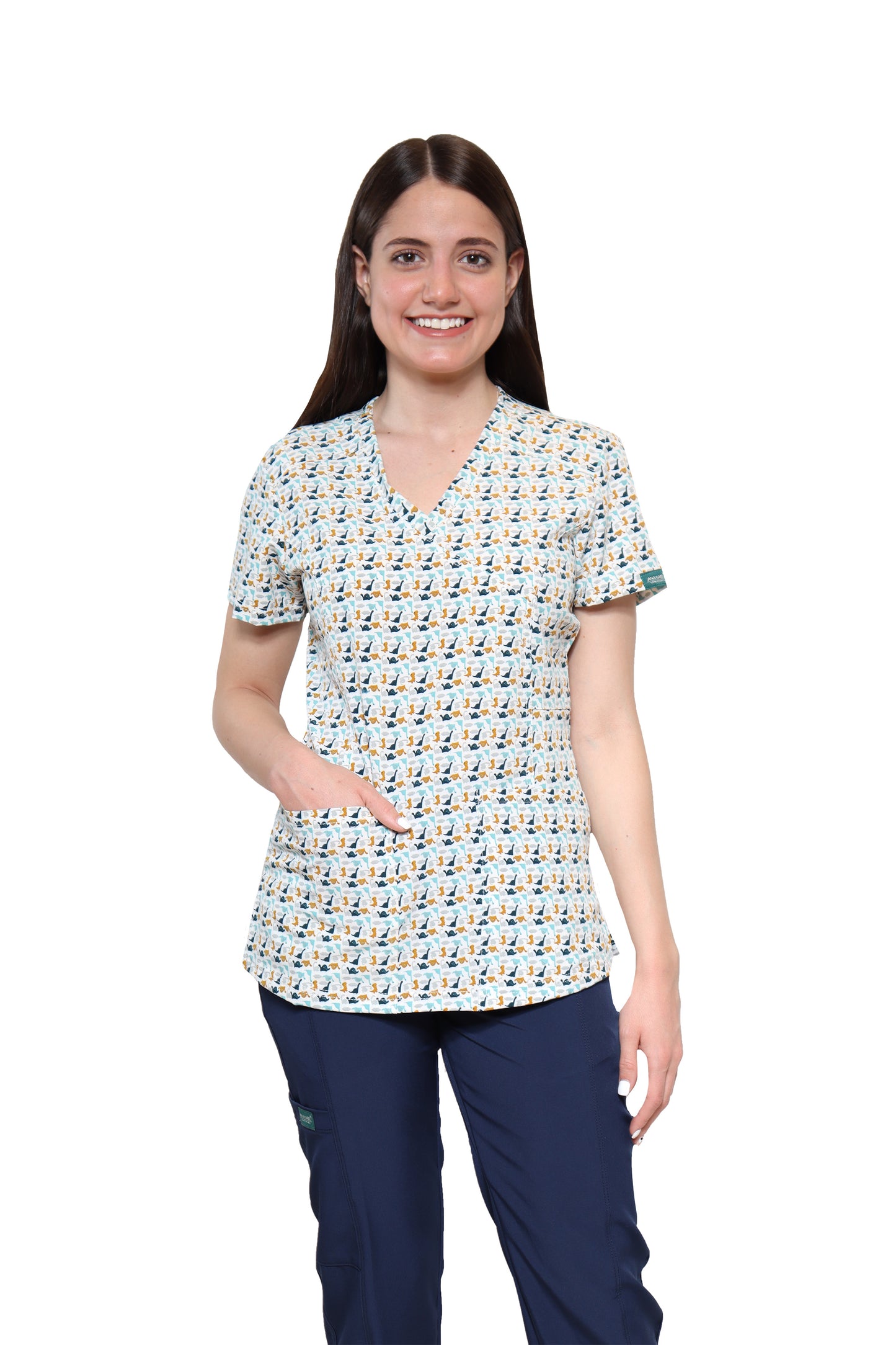 Filipina Top EV-04 Tatita REPELENTE A FLUIDOS-Color ESTAMPADO DINOSAURIOS Dama-Ana Isabel Uniformes