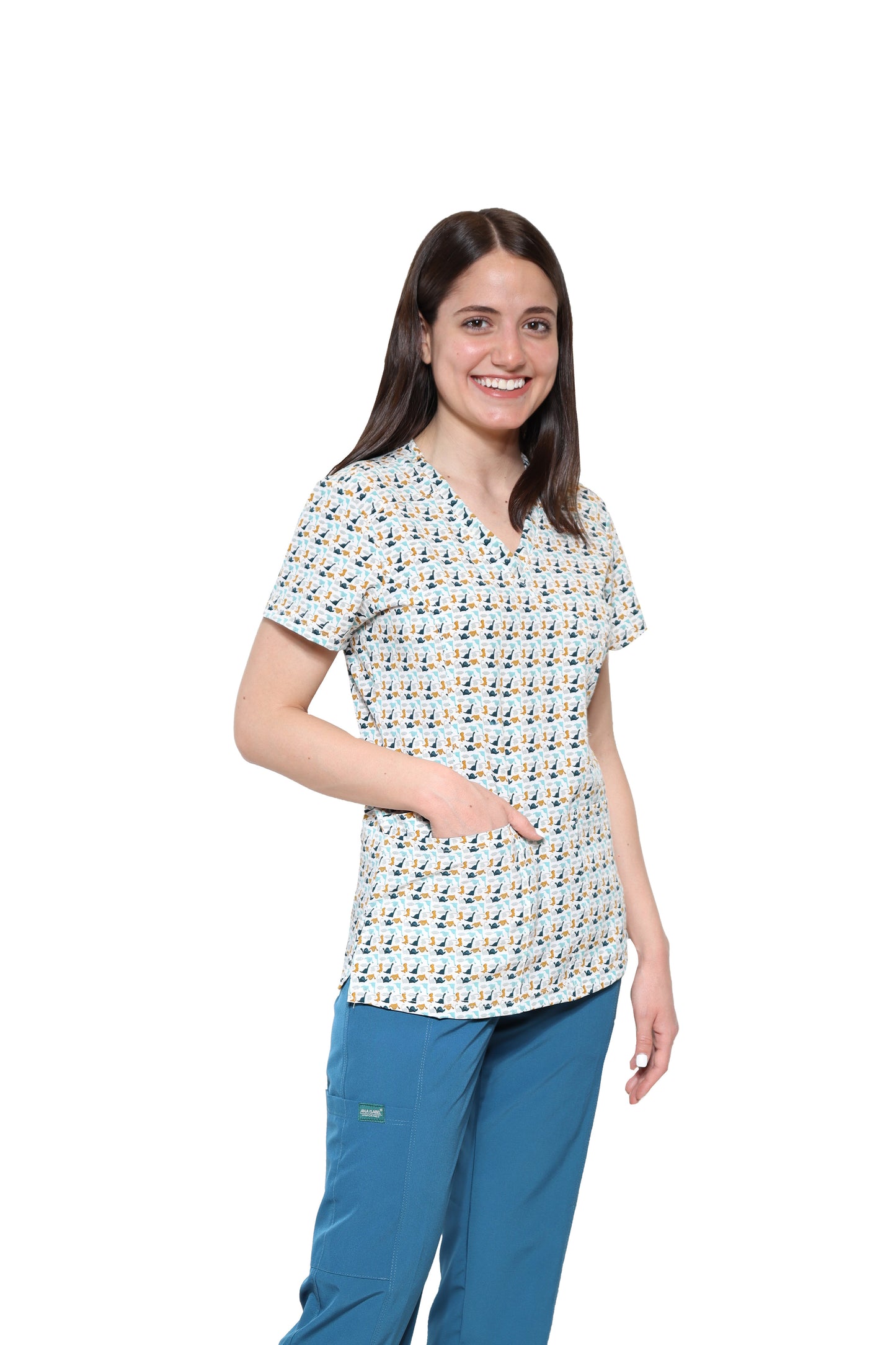 Filipina Top EV-04 Tatita REPELENTE A FLUIDOS-Color ESTAMPADO DINOSAURIOS Dama-Ana Isabel Uniformes