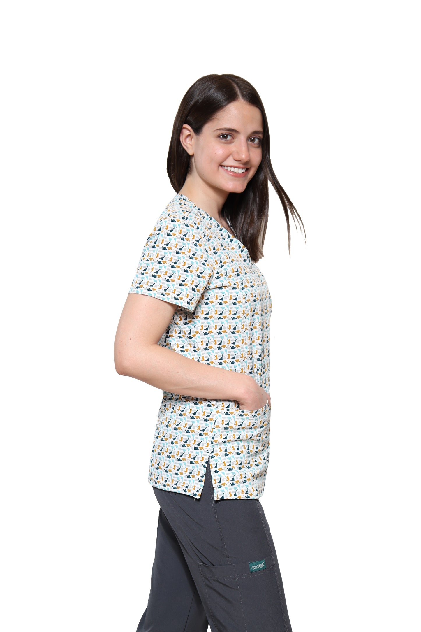 Filipina Top EV-04 Tatita REPELENTE A FLUIDOS-Color ESTAMPADO DINOSAURIOS Dama-Ana Isabel Uniformes