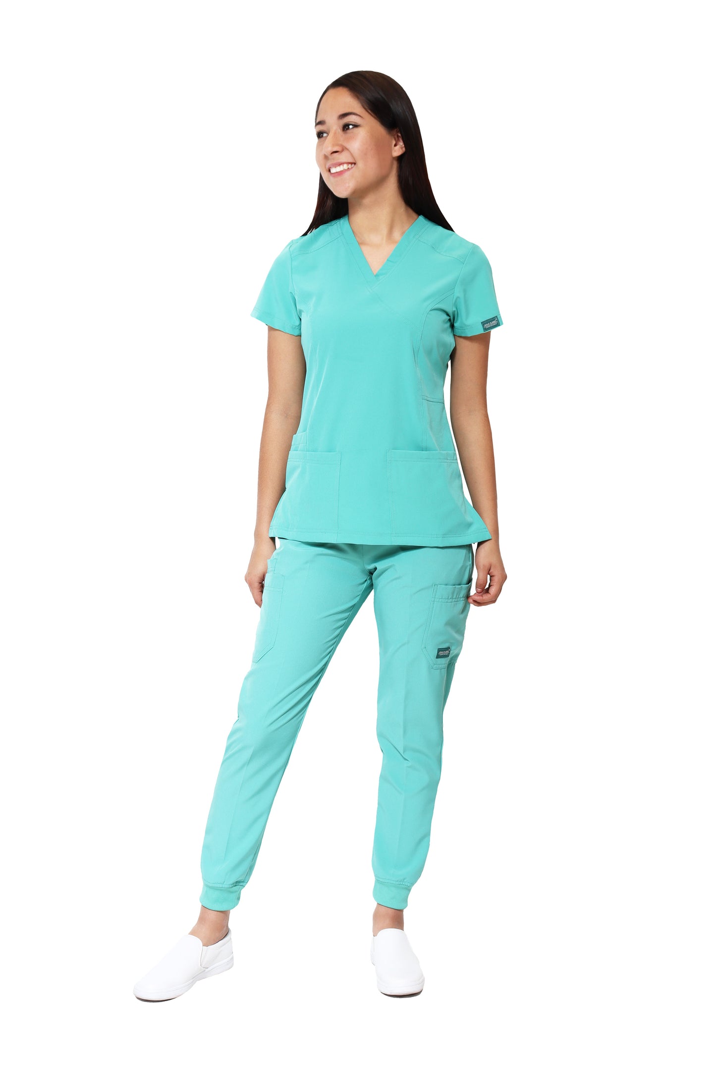 Conjunto SET Filipina y Pantalón JOGGER EV-04 Tatita REPELENTE A FLUIDOS-Color VERDE JADE Dama-Ana Isabel Uniformes