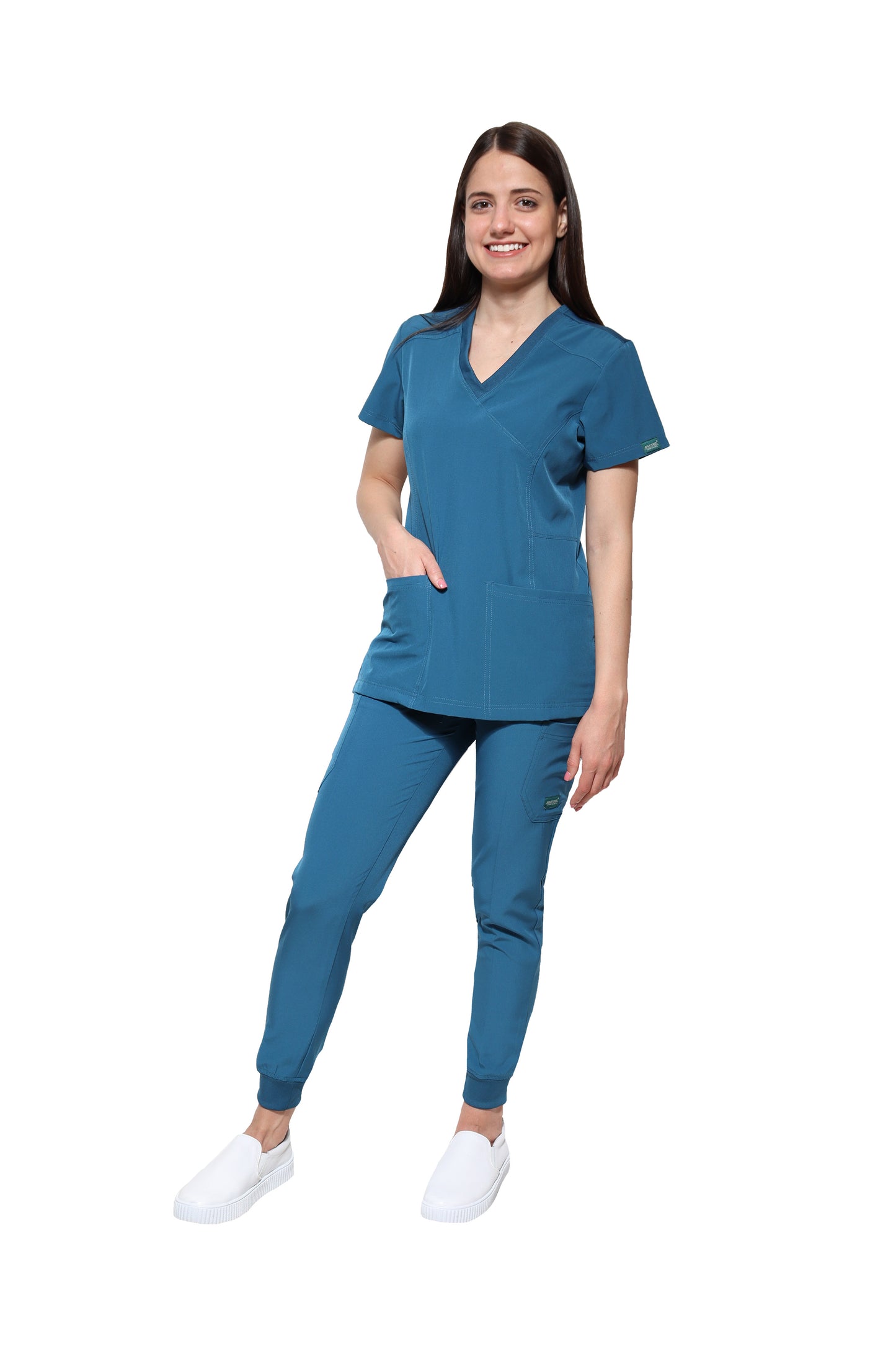 Conjunto SET Filipina y Pantalón JOGGER EV-04 Tatita REPELENTE A FLUIDOS-Color CARIBE Dama-Ana Isabel Uniformes