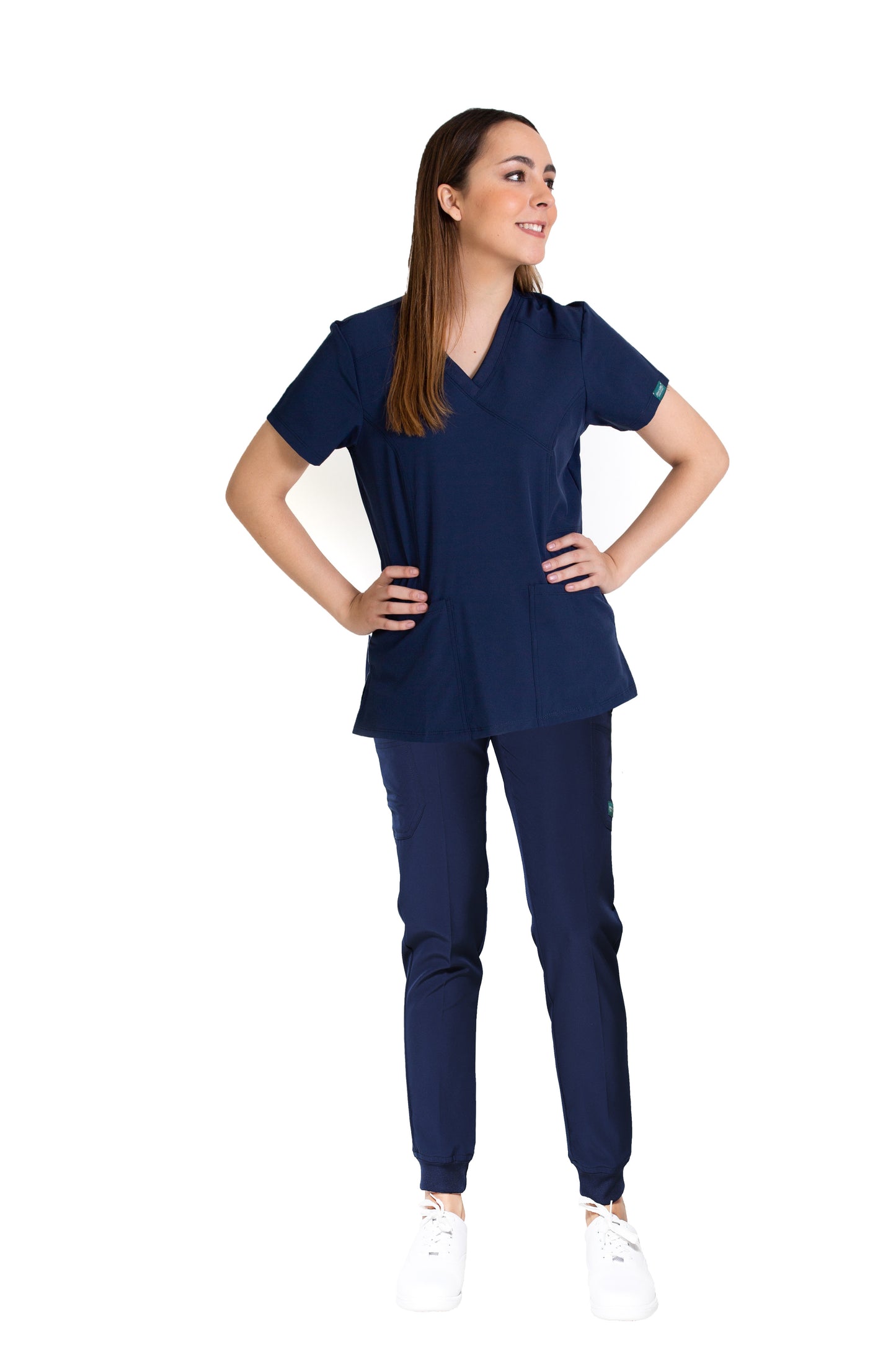 Conjunto SET Filipina y Pantalón JOGGER EV-04 Tatita REPELENTE A FLUIDOS-Color MARINO Dama-Ana Isabel Uniformes