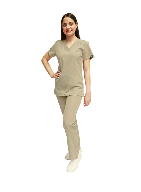 Conjunto SET Filipina y Pantalón EV-04 Tatita REPELENTE A FLUIDOS-Color KAKI Dama-Ana Isabel Uniformes