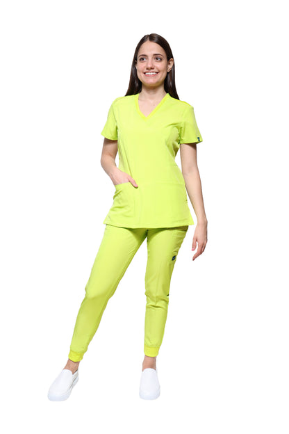 Conjunto SET Filipina y Pantalón JOGGER EV-04 Tatita REPELENTE A FLUIDOS-Color LIMA Dama-Ana Isabel Uniformes