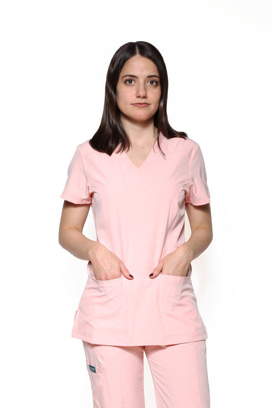 Filipina Top EV-04 Tatita REPELENTE A FLUIDOS-Color ROSA PASTEL Dama-Ana Isabel Uniformes