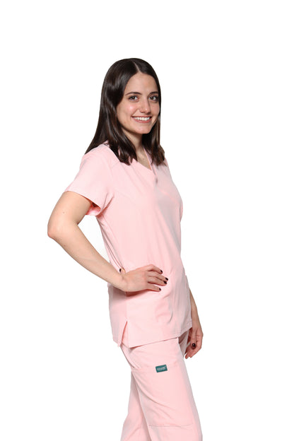 Conjunto SET Filipina y Pantalón EV-04 Tatita REPELENTE A FLUIDOS-Color ROSA PASTEL Dama-Ana Isabel Uniformes