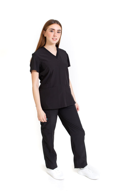 Conjunto SET Filipina y Pantalón EV-04 Tatita REPELENTE A FLUIDOS-Color NEGRO Dama-Ana Isabel Uniformes