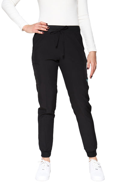 Conjunto SET Filipina y Pantalón JOGGER EV-04 Tatita REPELENTE A FLUIDOS-Color ESTAMPADO DINOSAURIOS con PANT JOGGER NEGRO Dama-Ana Isabel Uniformes