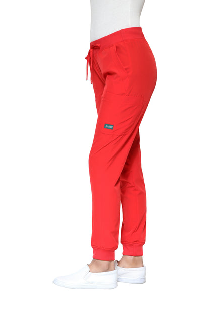 Conjunto SET Filipina y Pantalón JOGGER EV-30 Paola REPELENTE A FLUIDOS-Color ROJO Dama-Ana Isabel Uniformes