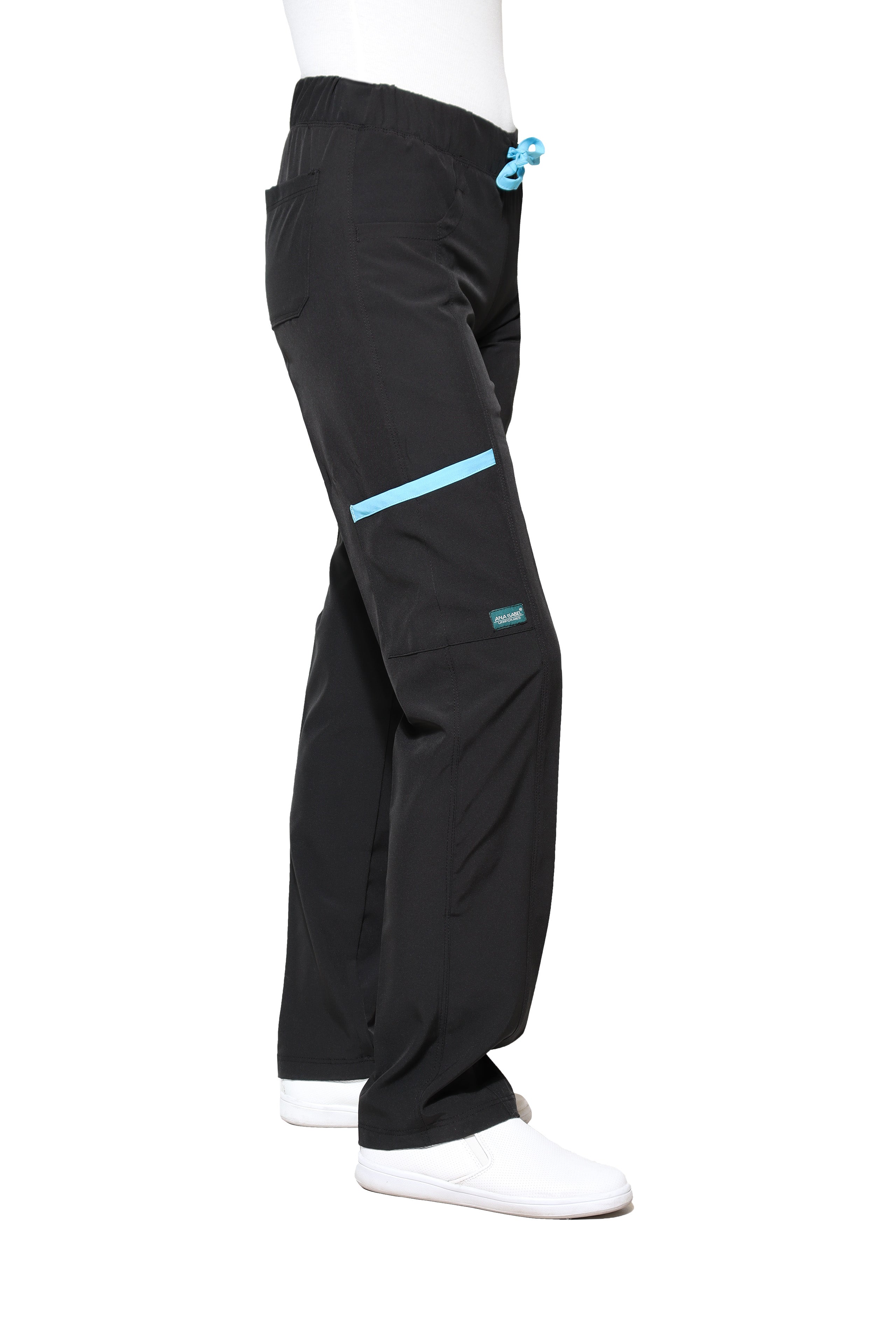 Conjunto SET Filipina y Pantalón EV-18 CANDY REPELENTE A FLUIDOS-Color Negro/Aqua Dama-Ana Isabel Uniformes