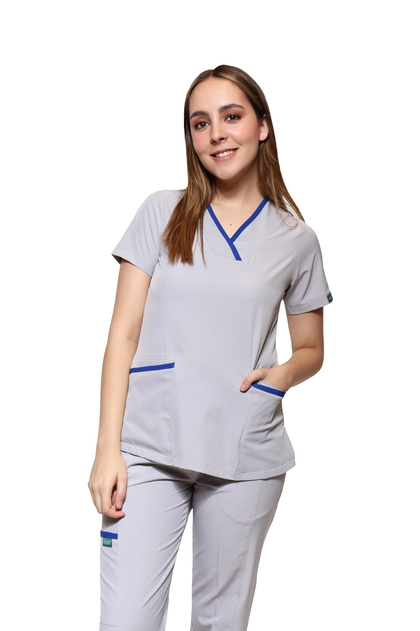 Conjunto SET Filipina y Pantalón EV-18 CANDY REPELENTE A FLUIDOS-Color Gris/Rey Dama-Ana Isabel Uniformes