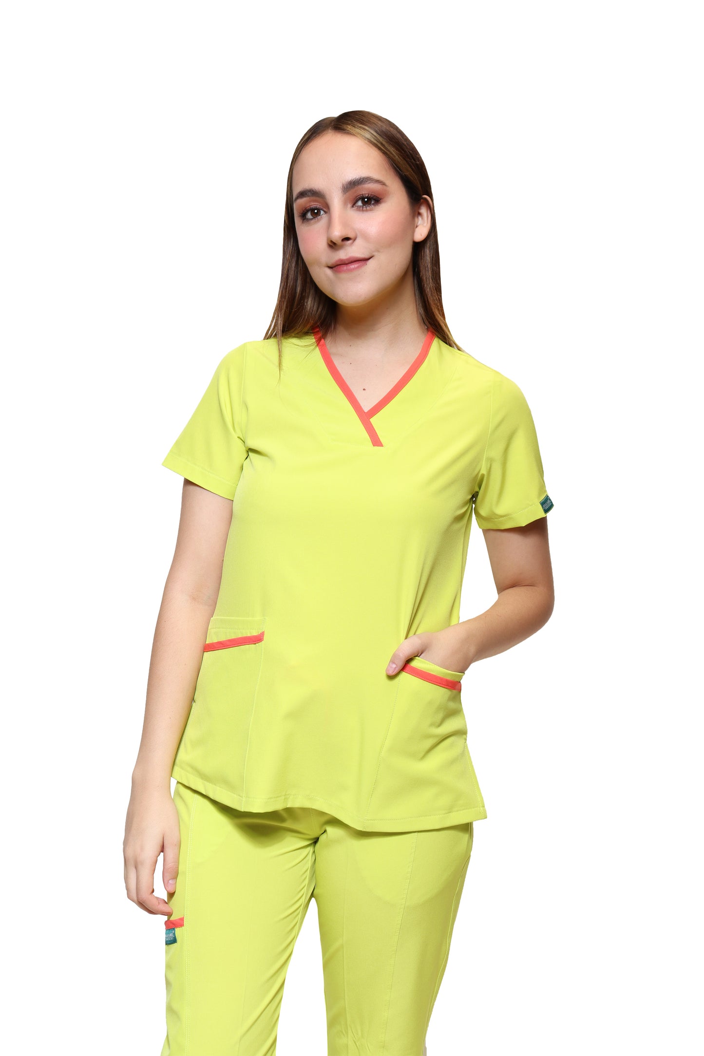 Filipina Top EV-18 Candy REPELENTE A FLUIDOS-Color LIMA/DURAZNO Dama-Ana Isabel Uniformes
