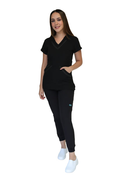 CONJUNTOS COLOR NEGRO CON PANT JOGGER DAMA EV-01-02-03-04-16-18-20-30