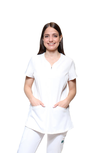 Filipina Top EV-30 Paola REPELENTE A FLUIDOS-Color BLANCO Dama-Ana Isabel Uniformes