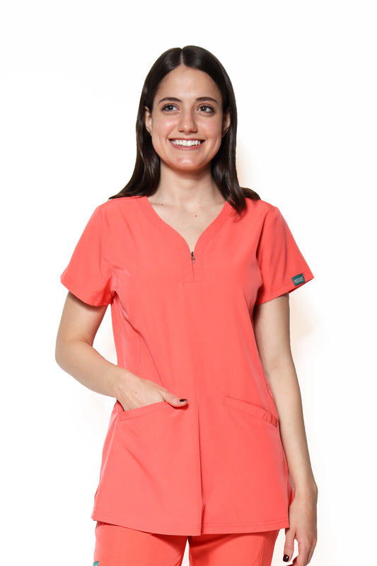 Filipina Top EV-30 Paola REPELENTE A FLUIDOS-Color DURAZNO Dama-Ana Isabel Uniformes