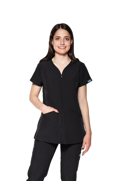 Conjunto SET Filipina y Pantalón EV-30 Paola con Cierre REPELENTE A FLUIDOS-Color Negro Dama-Ana Isabel Uniformes