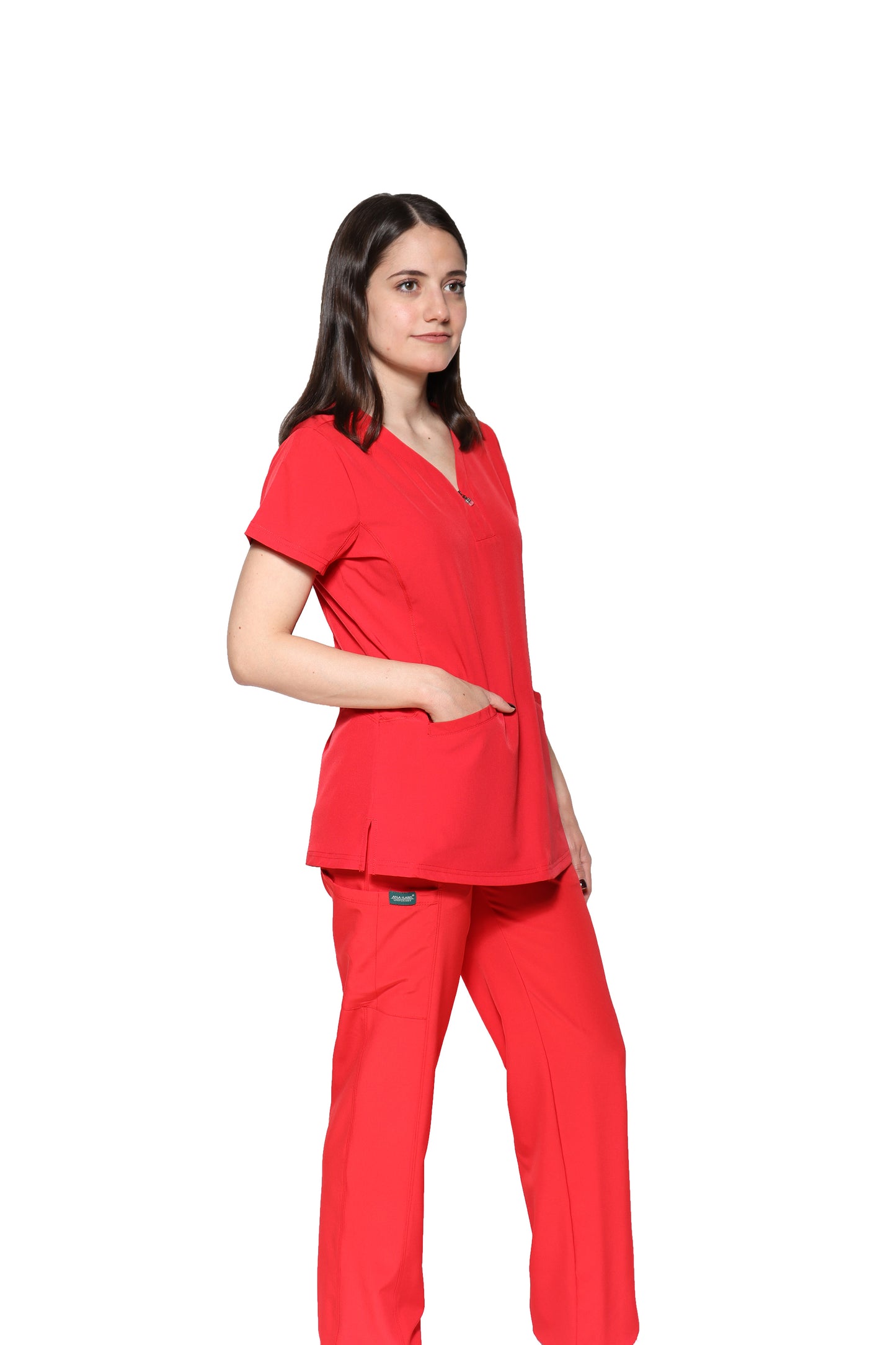 Filipina Top EV-30 Paola REPELENTE A FLUIDOS-Color ROJO Dama-Ana Isabel Uniformes