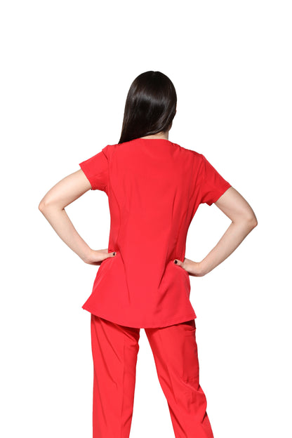 Filipina Top EV-30 Paola REPELENTE A FLUIDOS-Color ROJO Dama-Ana Isabel Uniformes