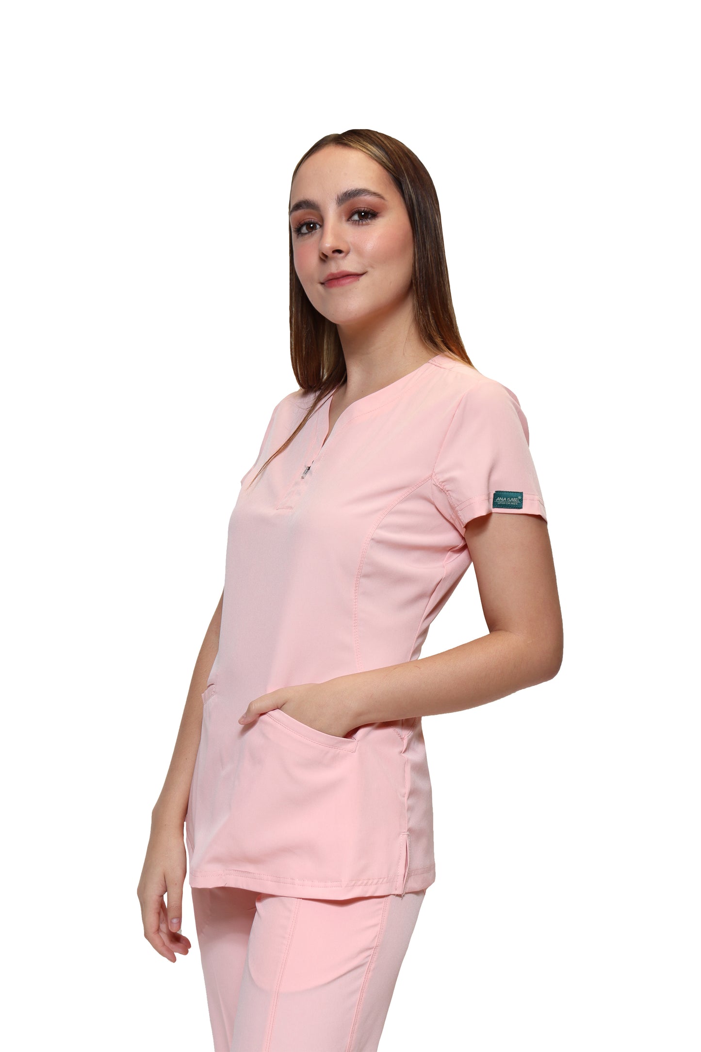 Filipina Top EV-30 Paola REPELENTE A FLUIDOS-Color ROSA PASTEL Dama-Ana Isabel Uniformes