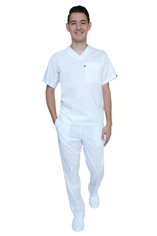 Conjunto SET Filipina y Pantalón HA-25 -Color BLANCO- HOMBRE-HASSAN Uniformes