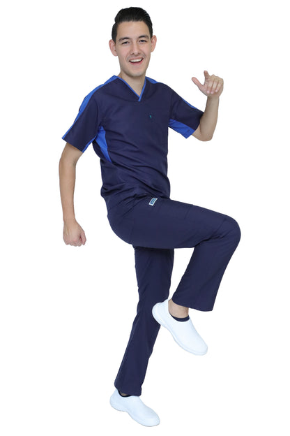 Conjunto SET Filipina y Pantalón HA-25 -Color MARINO/REY- HOMBRE-HASSAN Uniformes