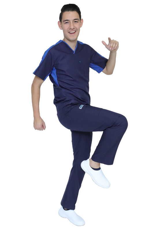 Conjunto SET Filipina y Pantalón HA-25 -Color MARINO/REY- HOMBRE-HASSAN Uniformes