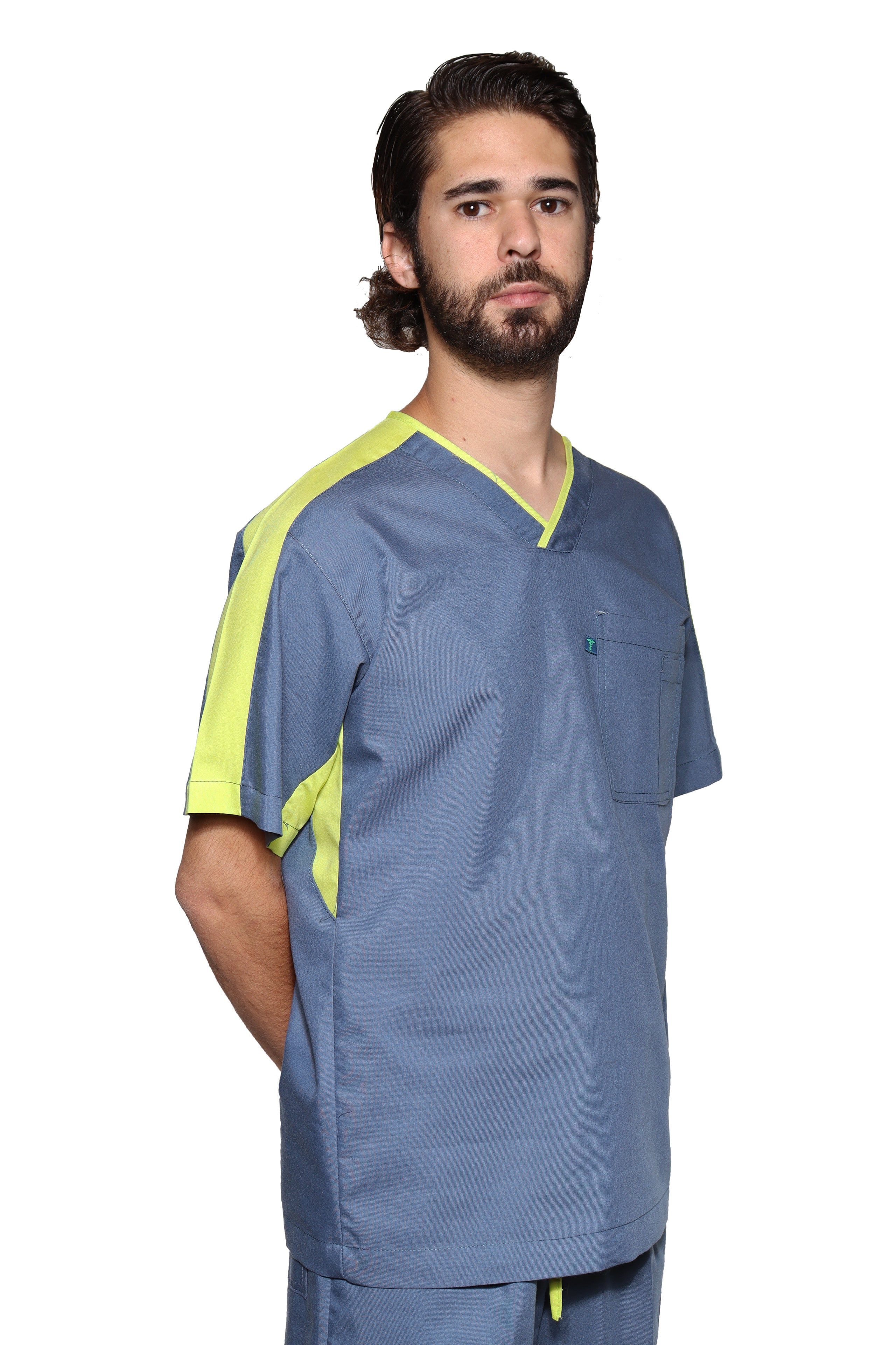Filipina HA-25T-TELA SPORT-Color ACERO/LIMA-HOMBRE-HASSAN Uniformes