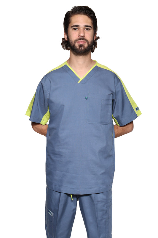 Filipina HA-25T-TELA SPORT-Color ACERO/LIMA-HOMBRE-HASSAN Uniformes
