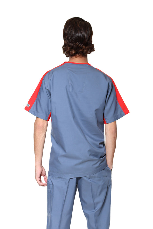 Filipina HA-25T-TELA SPORT-Color ACERO/ROJO-HOMBRE-HASSAN Uniformes