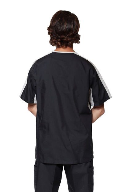 Conjunto SET Filipina y Pantalón HA-25 -Color NEGRO/PLATA- HOMBRE-HASSAN Uniformes