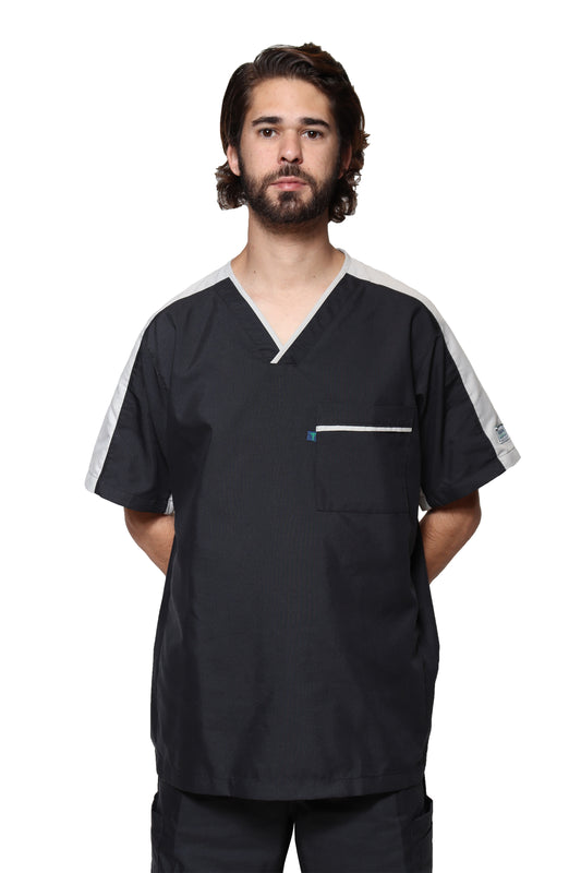 Filipina HA-25T-TELA SPORT-Color NEGRO/PLATA-HOMBRE-HASSAN Uniformes