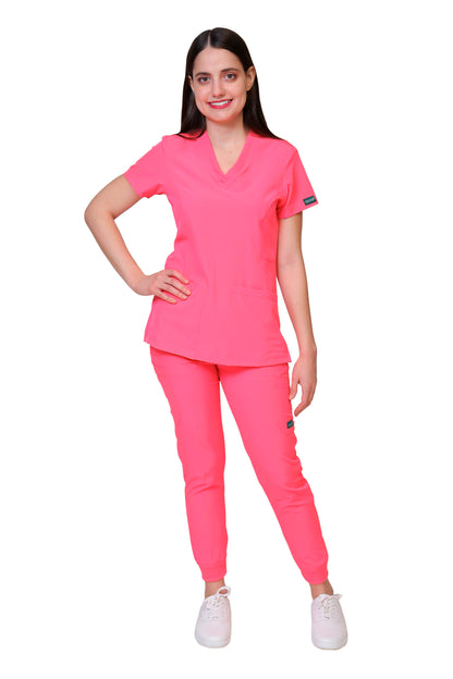 Conjunto SET Filipina y Pantalón JOGGER EV-04 Tatita REPELENTE A FLUIDOS-Color PINK Dama-Ana Isabel Uniformes