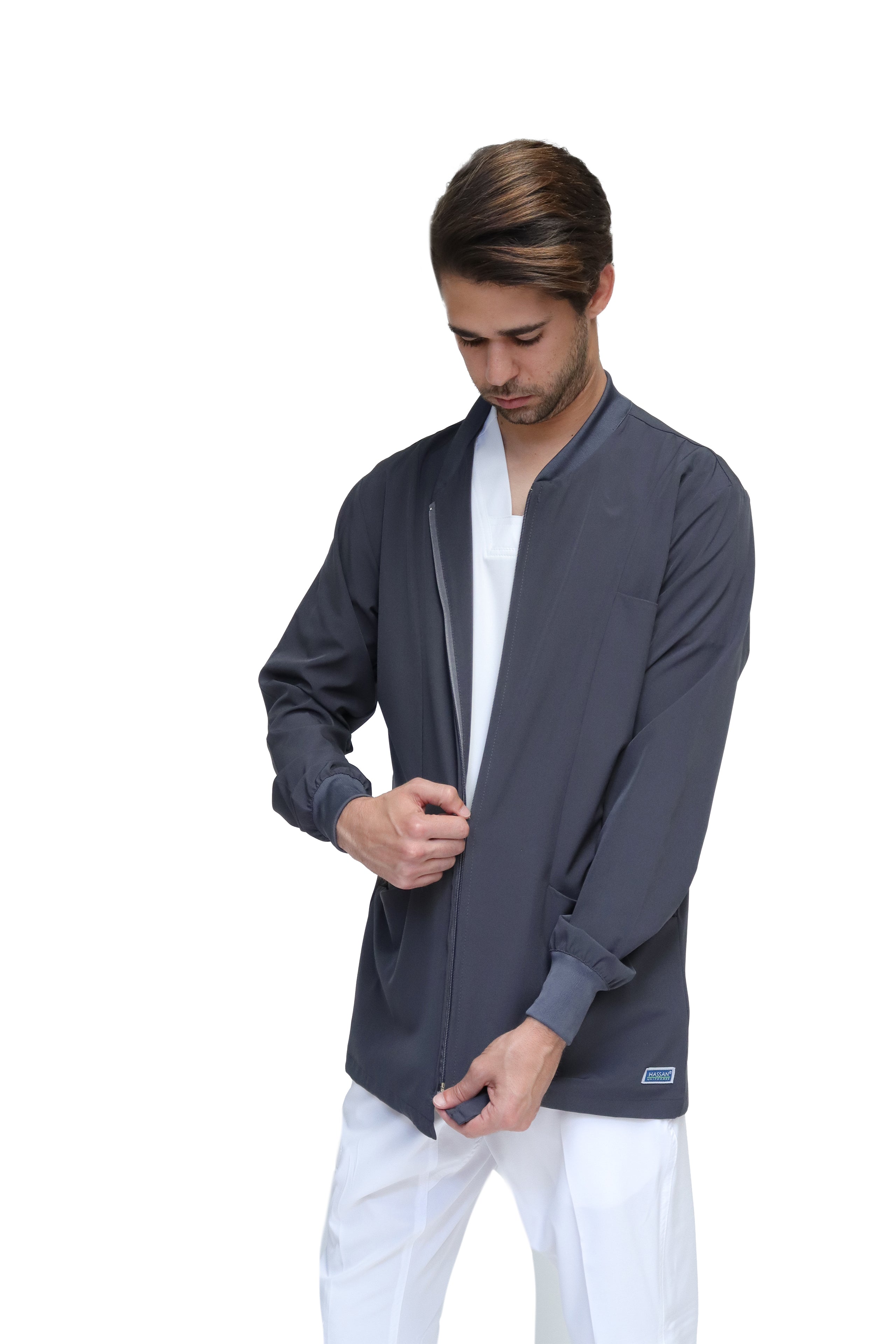 CHAMARRA WARM UP DOBLE STRETCH CON CIERRE con REPELENTE A FLUIDOS para Hombre - EA-06