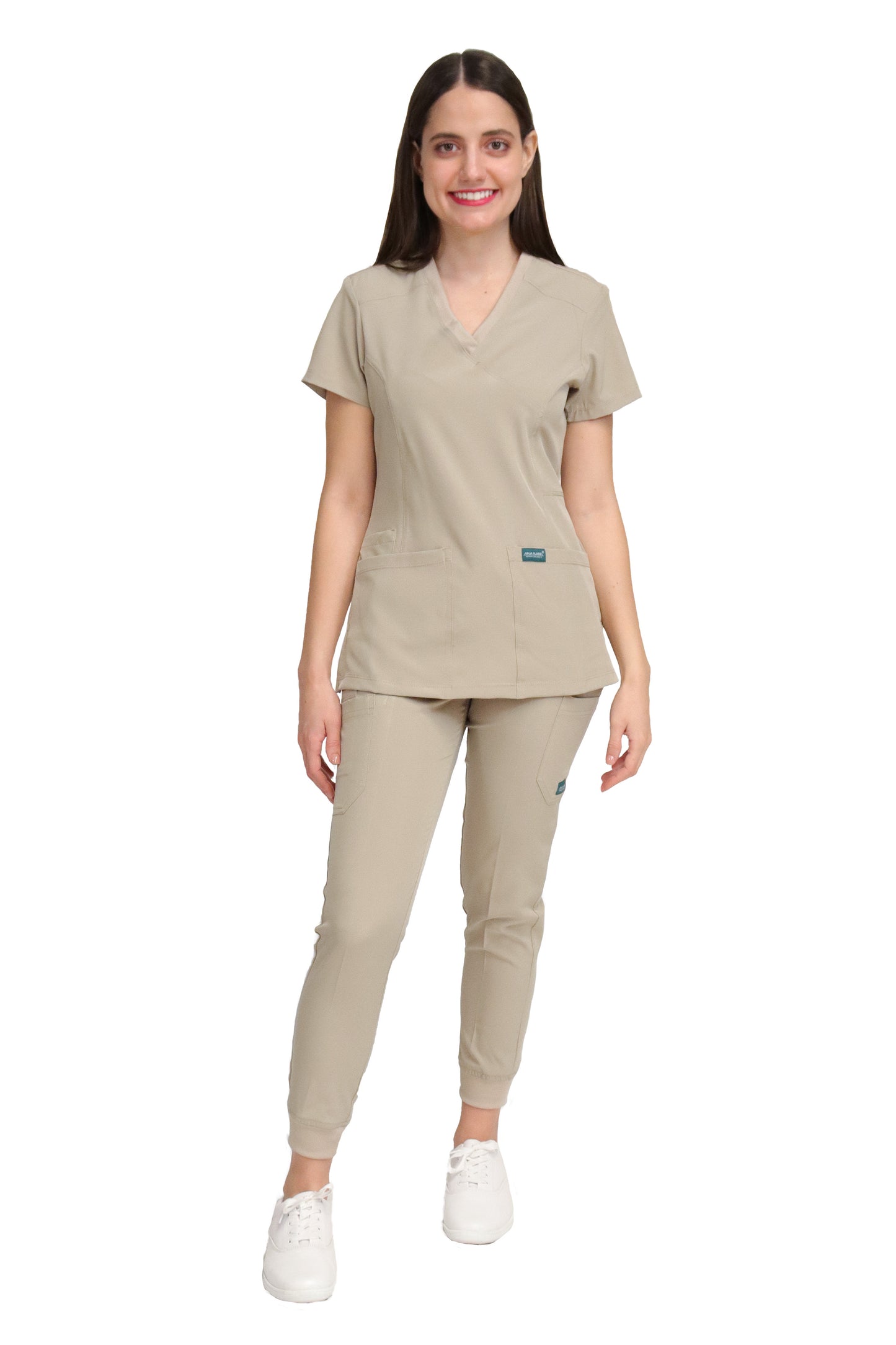 Conjunto SET Filipina y Pantalón JOGGER EV-04 Tatita REPELENTE A FLUIDOS-Color KAKI Dama-Ana Isabel Uniformes