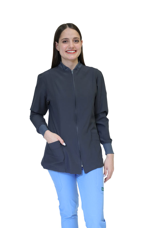 CHAMARRA WARM UP DOBLE STRETCH CON CIERRE con REPELENTE A FLUIDOS para Dama - EV-25