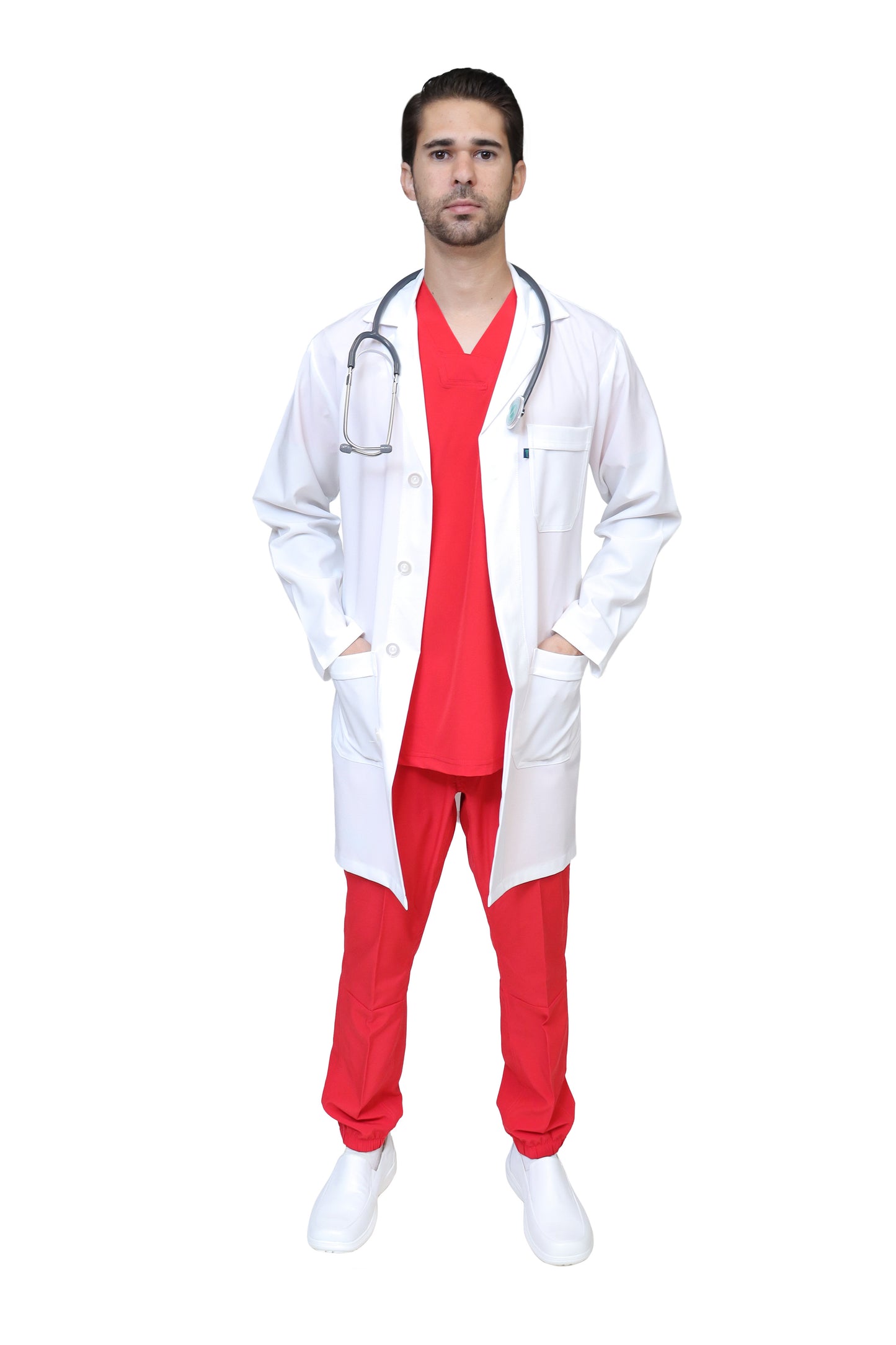 KIT Estudiantes - Bata Doble Stretch Repelente a Fluidos y Conjunto Quirúrgico Repelente con Pant Recto