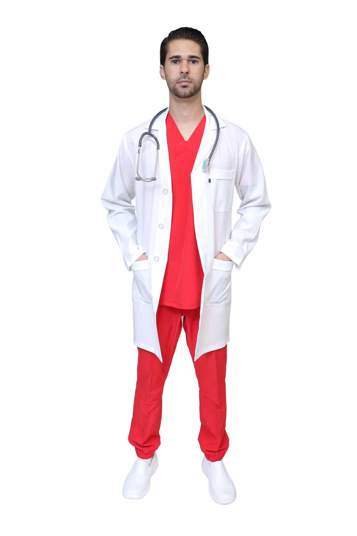 KIT Estudiantes - Bata Doble Stretch Repelente a Fluidos y Conjunto Quirúrgico Repelente con Pant Recto