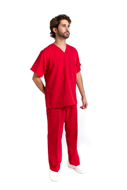 Conjunto SET Filipina y Pantalón JP-13 UNISEX-Color ROJO-JUANPA