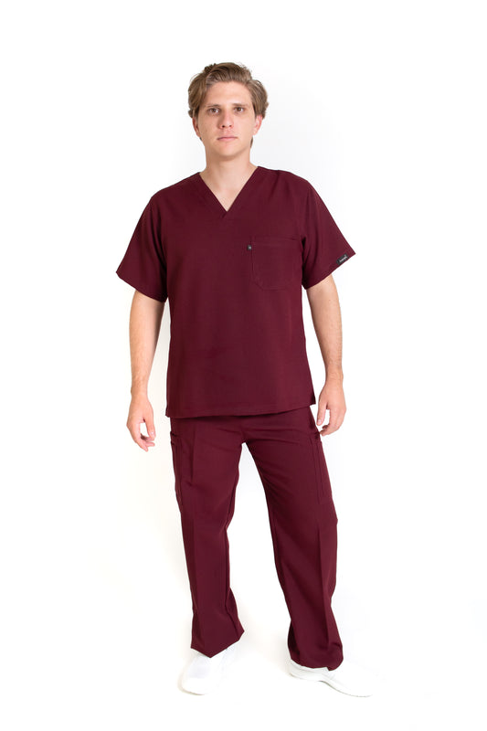 Conjunto SET Filipina y Pantalón JP-13 UNISEX-Color VINO-JUANPA