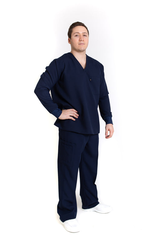 Conjunto SET Filipina MANGA LARGA y Pantalón JP-14 UNISEX-Color MARINO-JUANPA