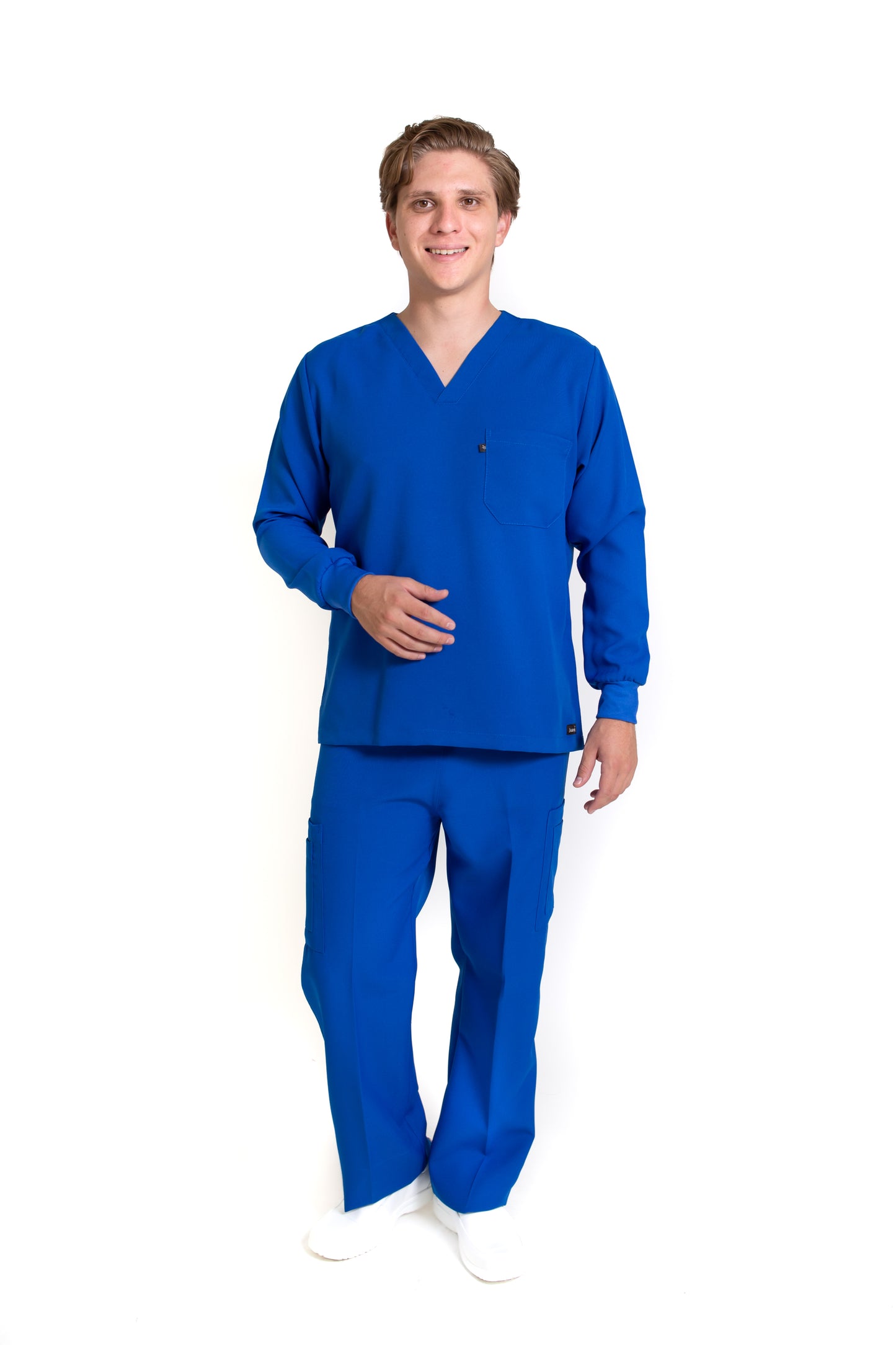 Conjunto SET Filipina MANGA LARGA y Pantalón JP-14 UNISEX-Color AZUL REY-JUANPA