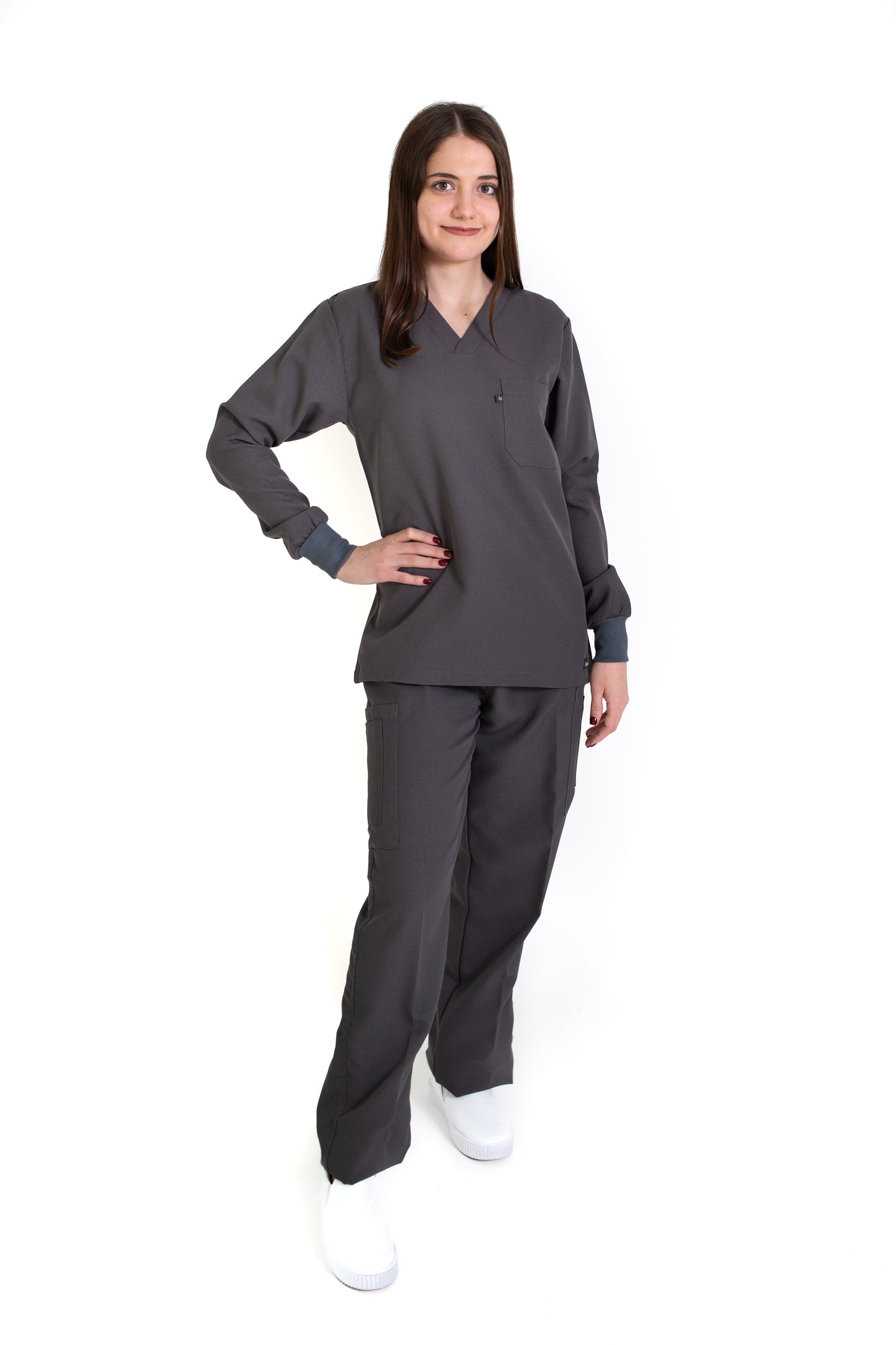 Conjunto SET Filipina MANGA LARGA y Pantalón JP-14 UNISEX-Color PEWTER-JUANPA