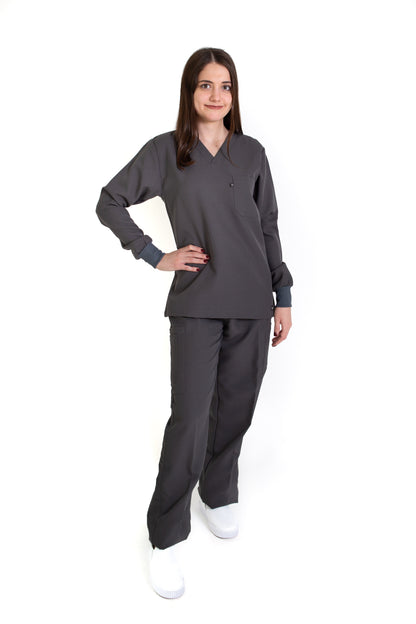 Conjunto SET Filipina MANGA LARGA y Pantalón JP-14 UNISEX-Color PEWTER-JUANPA