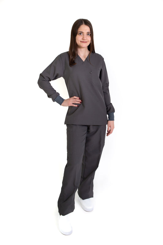 Conjunto SET Filipina MANGA LARGA y Pantalón JP-14 UNISEX-Color PEWTER-JUANPA