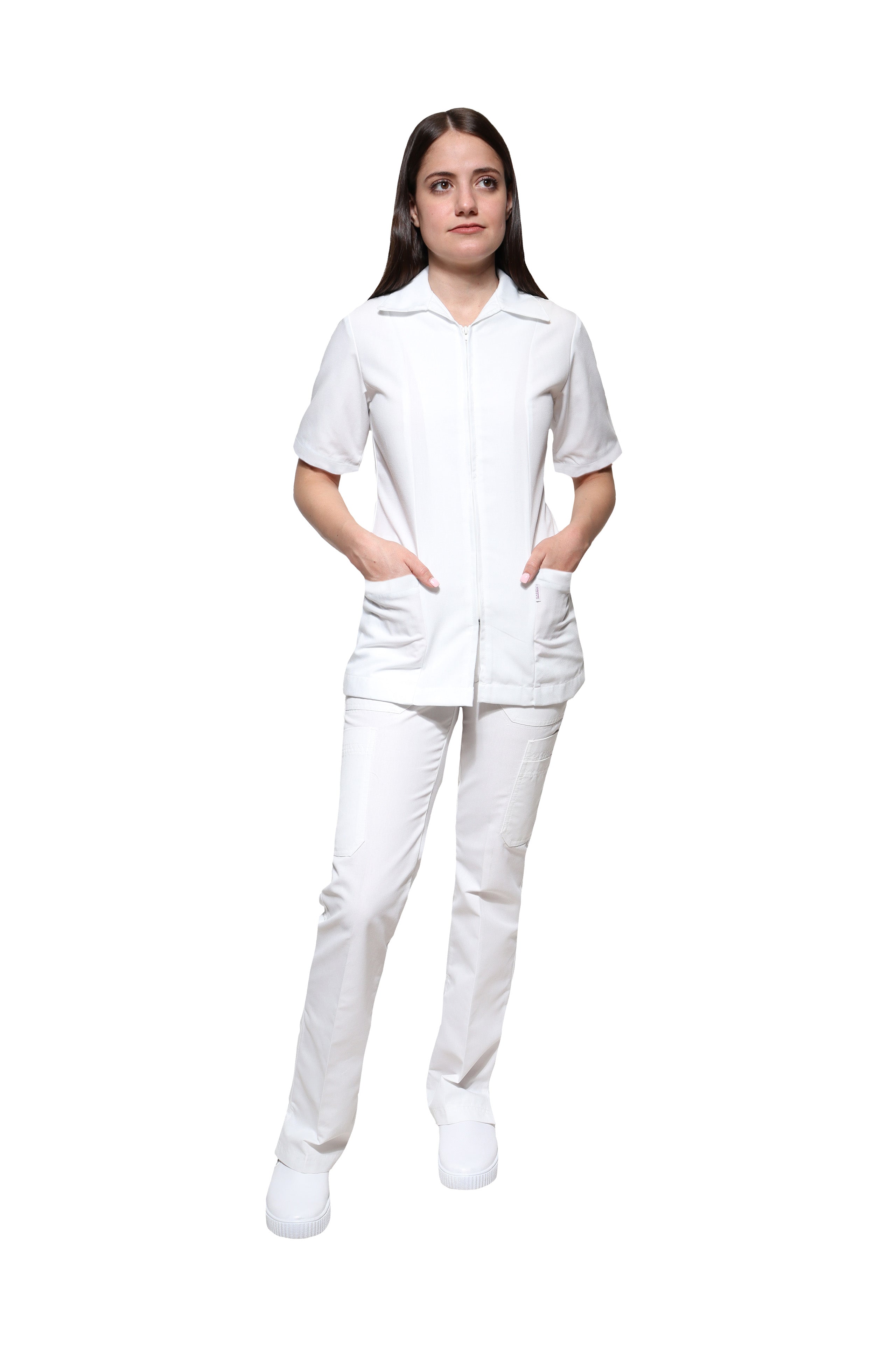 KAREN MEDICAL FASHION Pantalón Médico Blanco para Dama de Mezclilla base  ajustada, entubado - mezclilla stretch - para Estudiantes de Medicina y  Enfermería - Pantalón de Uniforme Médico para Mujer, Scrub Pants