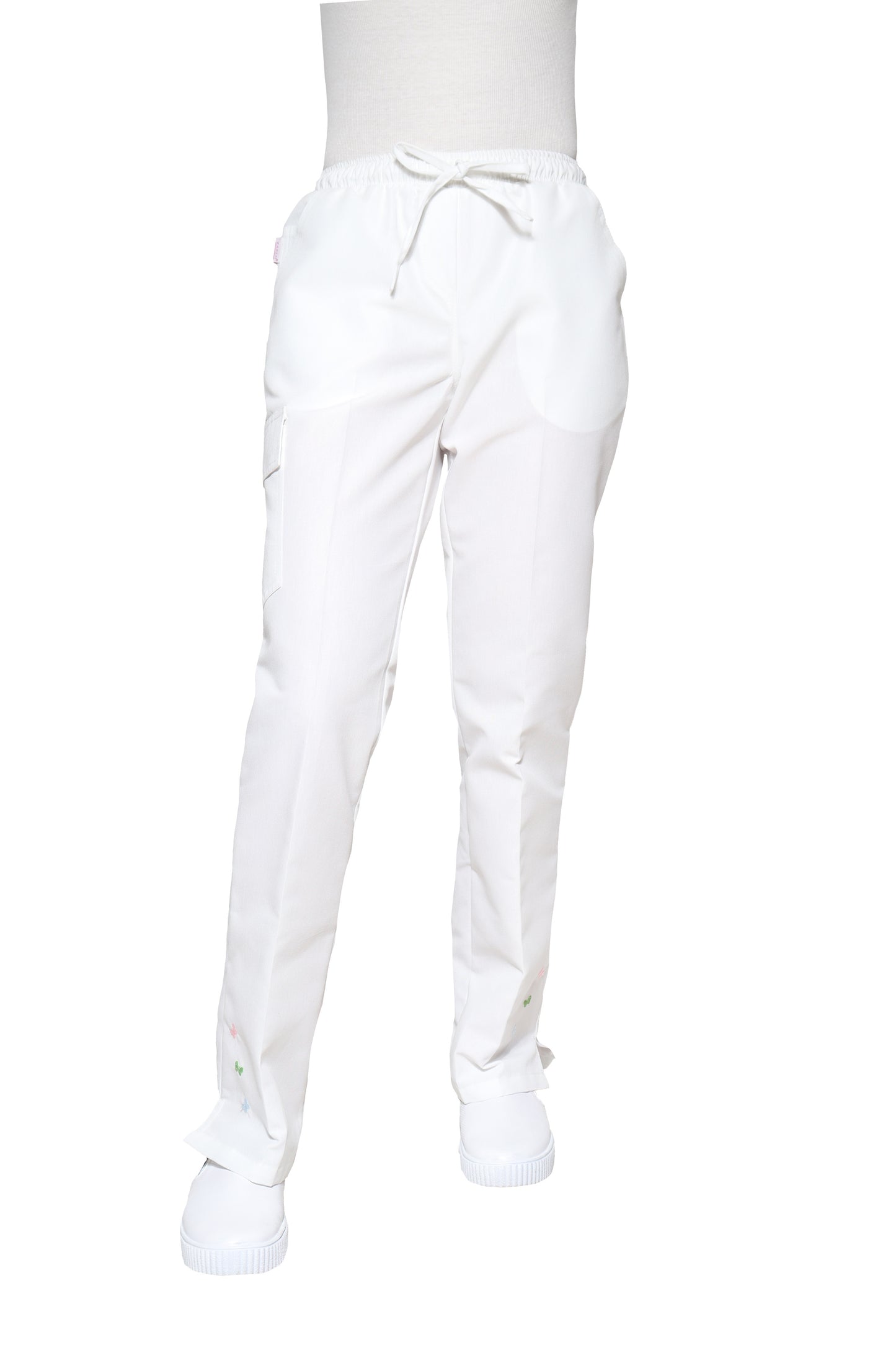 Conjunto SET Filipina y Pantalón KA-56 MARIPOSITAS -Color BLANCO/COLORES- Dama- KAREN MEDICAL FASHION