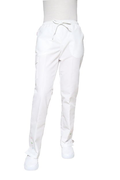 Conjunto SET Filipina y Pantalón KA-56 MARIPOSITAS -Color BLANCO/COLORES- Dama- KAREN MEDICAL FASHION